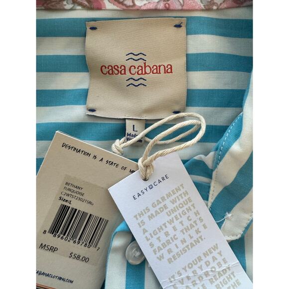 New ~ CASA CABANA ~ Nordstrom  Bethany Short Stripe Shirt Size L - Picture 6 of 6